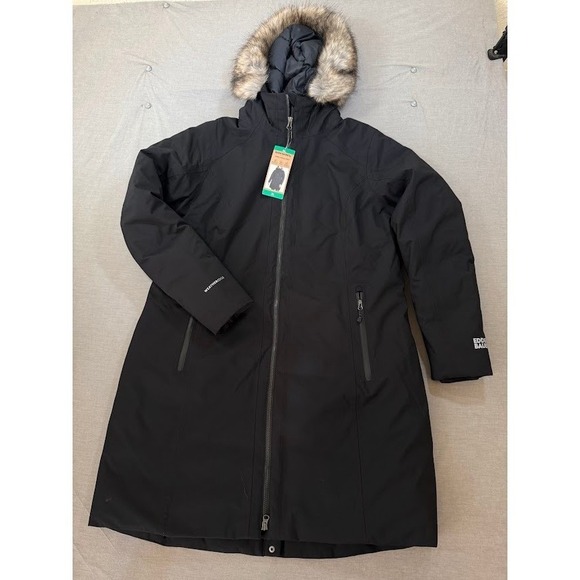 Eddie Bauer Jackets & Blazers - Eddie Bauer Womens Weather Edge 650 Down Parka Coat Black Faux Fur Hooded XL